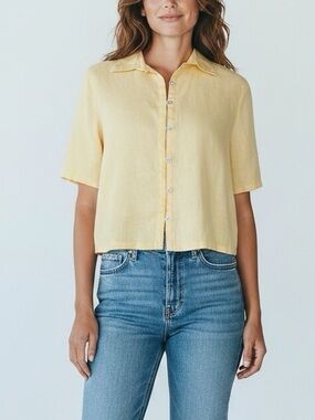 Calypso St. Barth Linen Cropped Top Size M